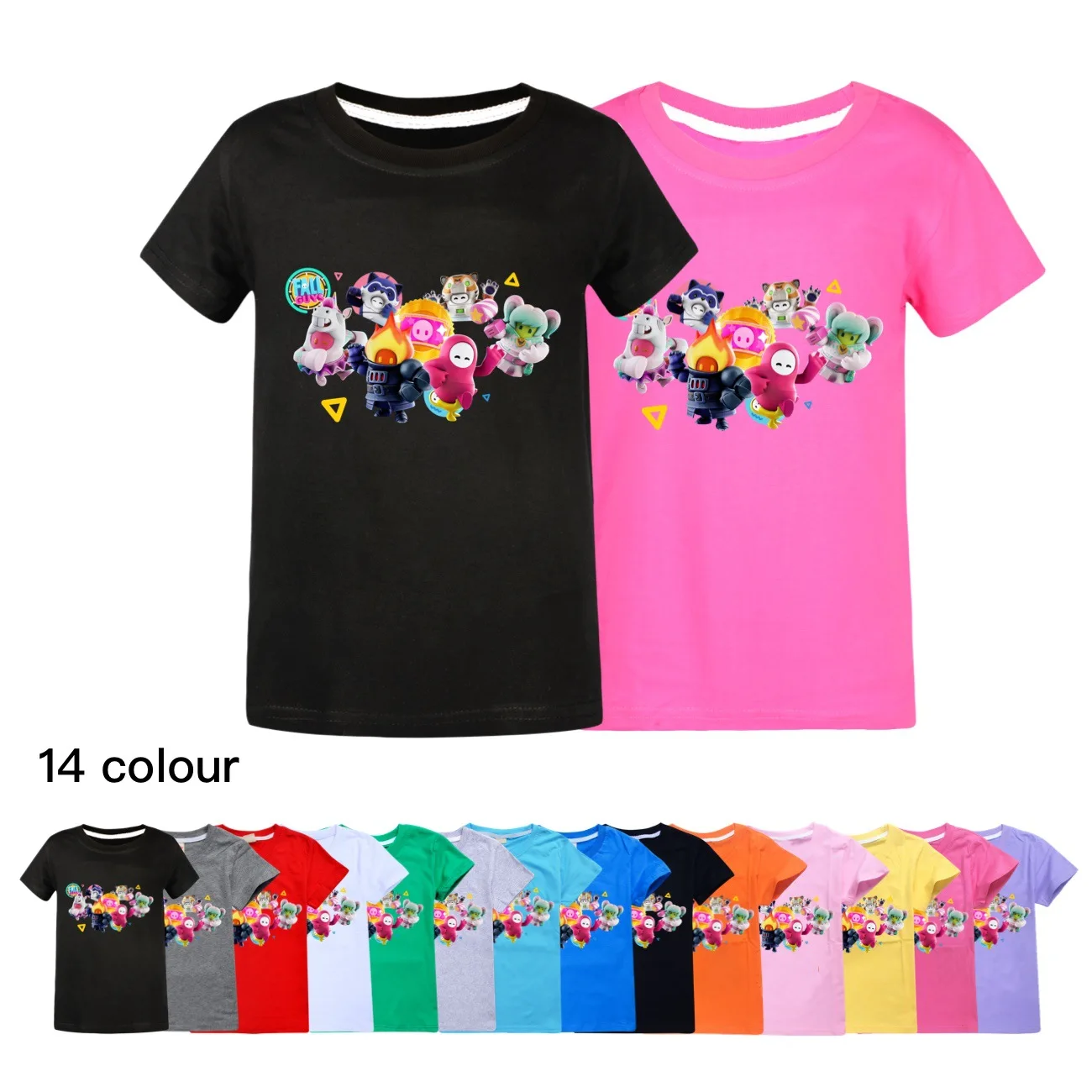 

New Fall Guys T Shirt Kids 2024 Summer Clothes Teenager Boys Short Sleeve Tops Girls Pure Cotton Tshirt Children Casual Clothing