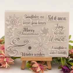 Snowflake Merry Christmas Clear Stamps Seal for DIY Scrapbooking Card Rubber Stamp Making Photo Album Handmade Crafts Decoration
