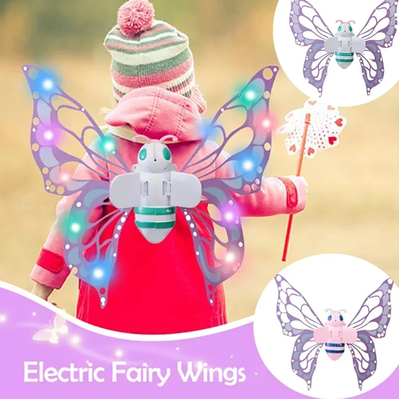 Electric Butterfly Wings for Girls with Dazzling Lights And Sound Effects Children's Elves Winged Angel Costumes Luminous Toys