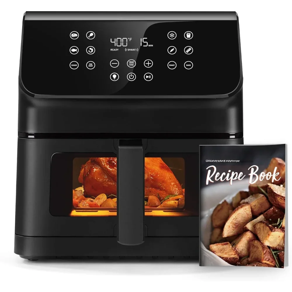 

Air Fryer, 6.5 Quart Large Compact Airfryer, 12 One-Touch Savable Custom Functions, Cookbooks and Online Recipes, Air Fryer