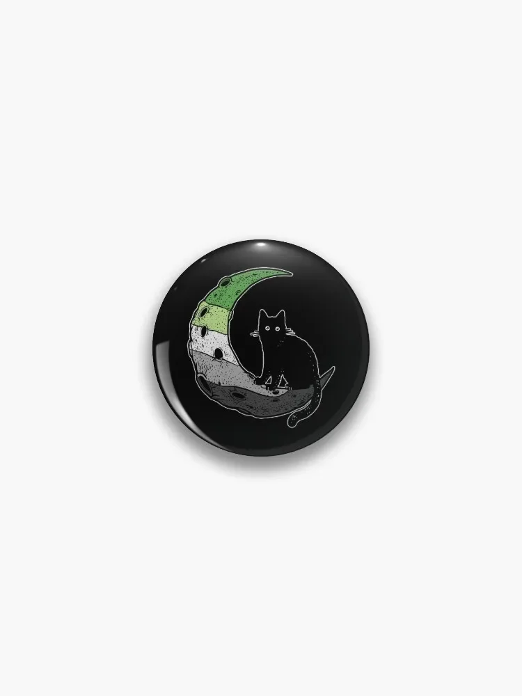 Aromantic Cat Moon Pin Buttons Brooches Pin Jewelry Accessory Customize Brooch Fashion Lapel Badges