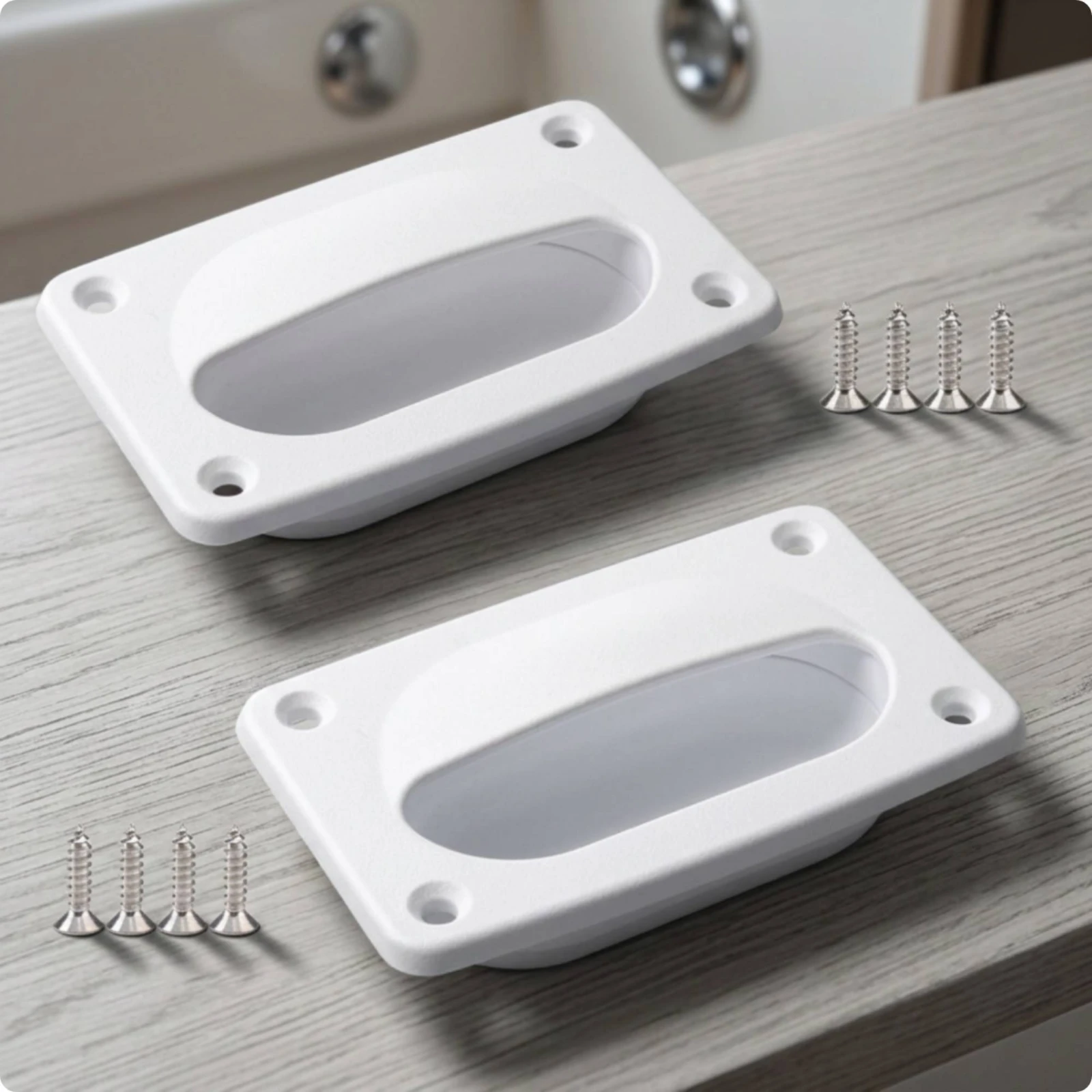 2 Pieces Recessed Pull Handle Slim Flush Mount Handle with Screws Hardware Smooth Concealed for Builders, Deck Access Panels