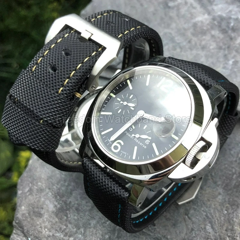 Scratch-Resistant Sweatproof Carbon Fiber Pattern Cowhide Watch Strap 22 24 26mm for Panerai Luminor Submersible PAM359/616/799