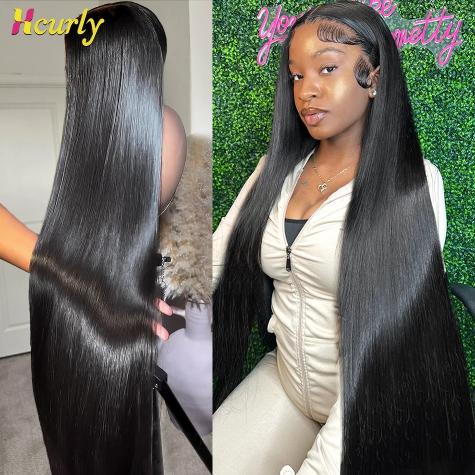 30 40 Inch Straight Lace Front Wigs Human Hair 13x4 13x6 HD Transparent Lace Frontal Wigs For Women 220 Density Brazilian Wigs