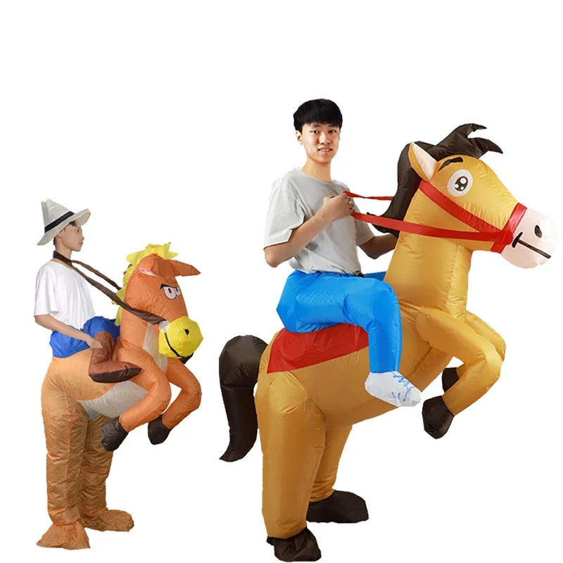 

Cowboy Riding Inflatable Horse Live Jumping Horse Party Performance Costume Cartoon Props Doll Costume Jazz Horse Inflatabl