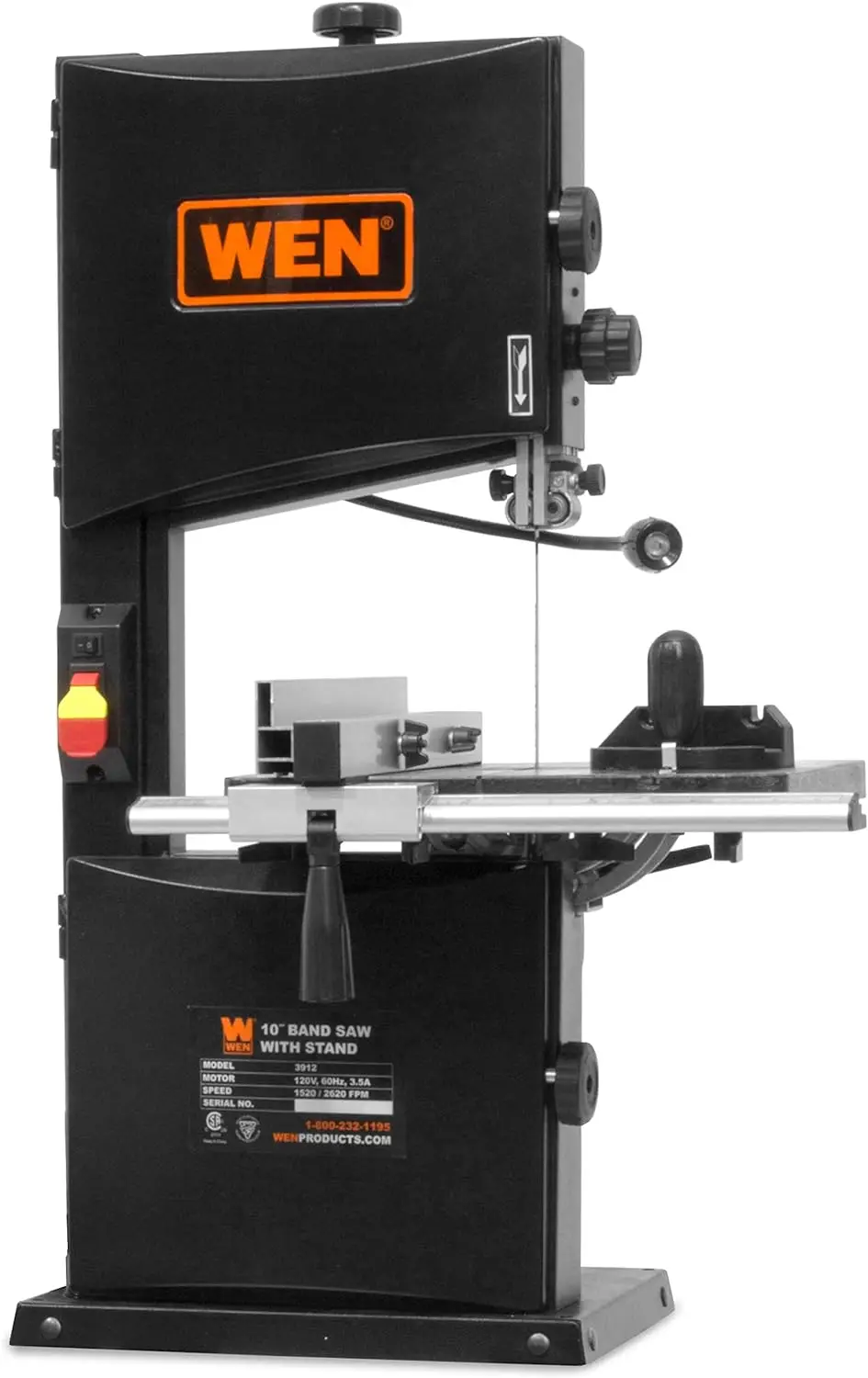 Band Saw with Stand 10-Inch 3.5-Amp Two-Speed (BA3962) Operates At Two Speeds of Either 1520 or 2620 FPM