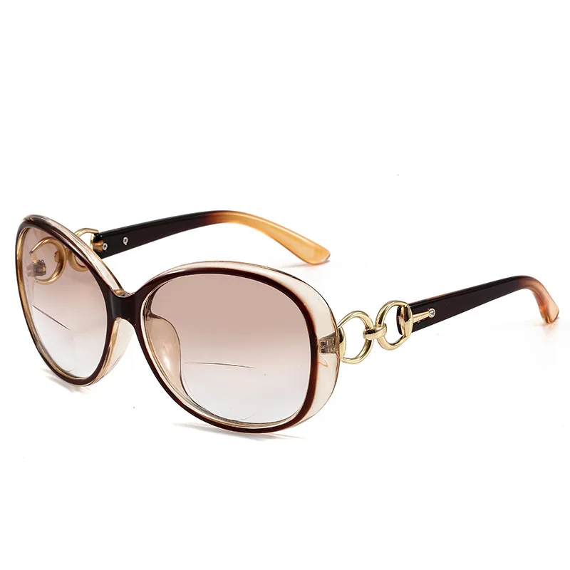 IENChain-Lunettes de soleil de lecture bifocales pour femme, protection UV, extérieur, marron + 2.0