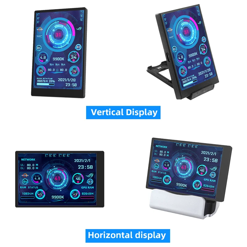 3.5 Inch IPS Secondary Screen USB Type-C Display PC Computer CPU GPU RAM HDD USBMonitor LCD Need Not AIDA64 for Windows 10 11