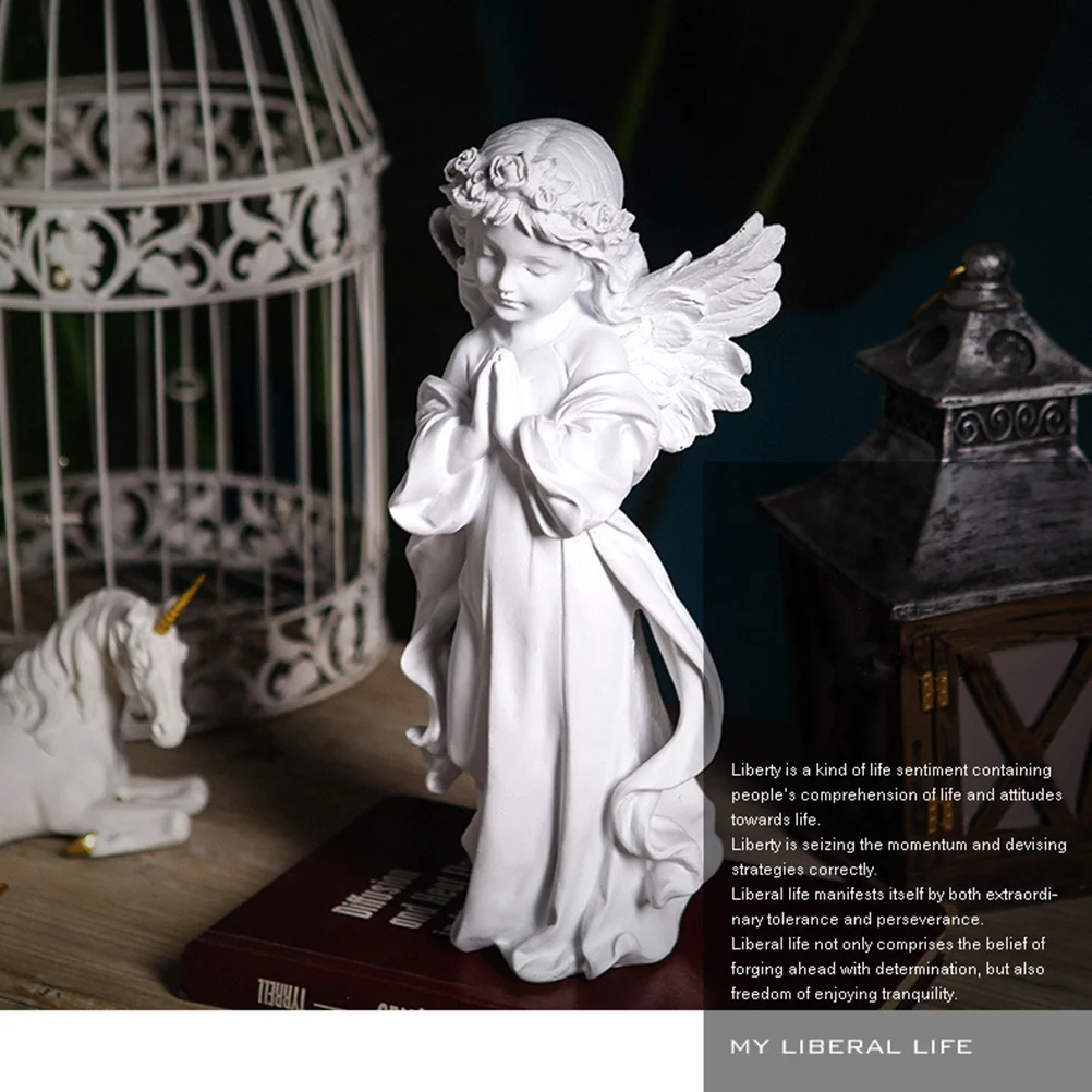 

Miniature Girl Angel Resin Sculpture Bedroom Office Decorative Resin Craft Ornament Figurine Bedroom Figurine