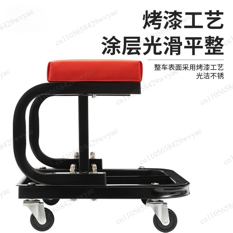 Mobile Rolling Work Stool with Storage Box for Auto Repair Polishing Window Tinting and Car Beauty