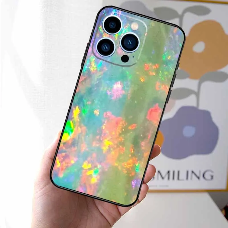 Opal Stone Iridescent Coque For iPhone XR XS Max X 12 13 Mini 6S 7 8 Plus SE 2020 11 12 13 Pro Max Phone Case