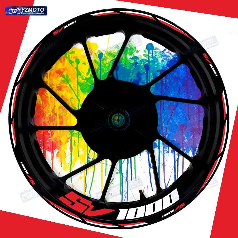 For SV1000 SV 1000 Motorcycle 17 Inch Front Rear Wheel Hub Sticker Waterproof Decal Reflective Modified Decorative Rim Stickers