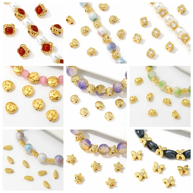 10/20 Stück 18K vergoldete Messing-Abstandsperlen in Kürbisform, Trennperlen für Perlen, DIY-Schmuckherstellung, Zubehör für Halsketten und Armbänder – Detail 2