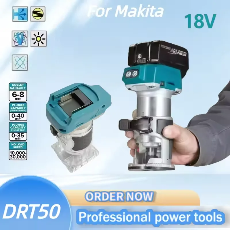 

Fit 18V Makita DRT50 Cordless Trimmer Rechargeable Trimming Machine Brushless Slotting Tool Milling Woodwork Engraving Machine