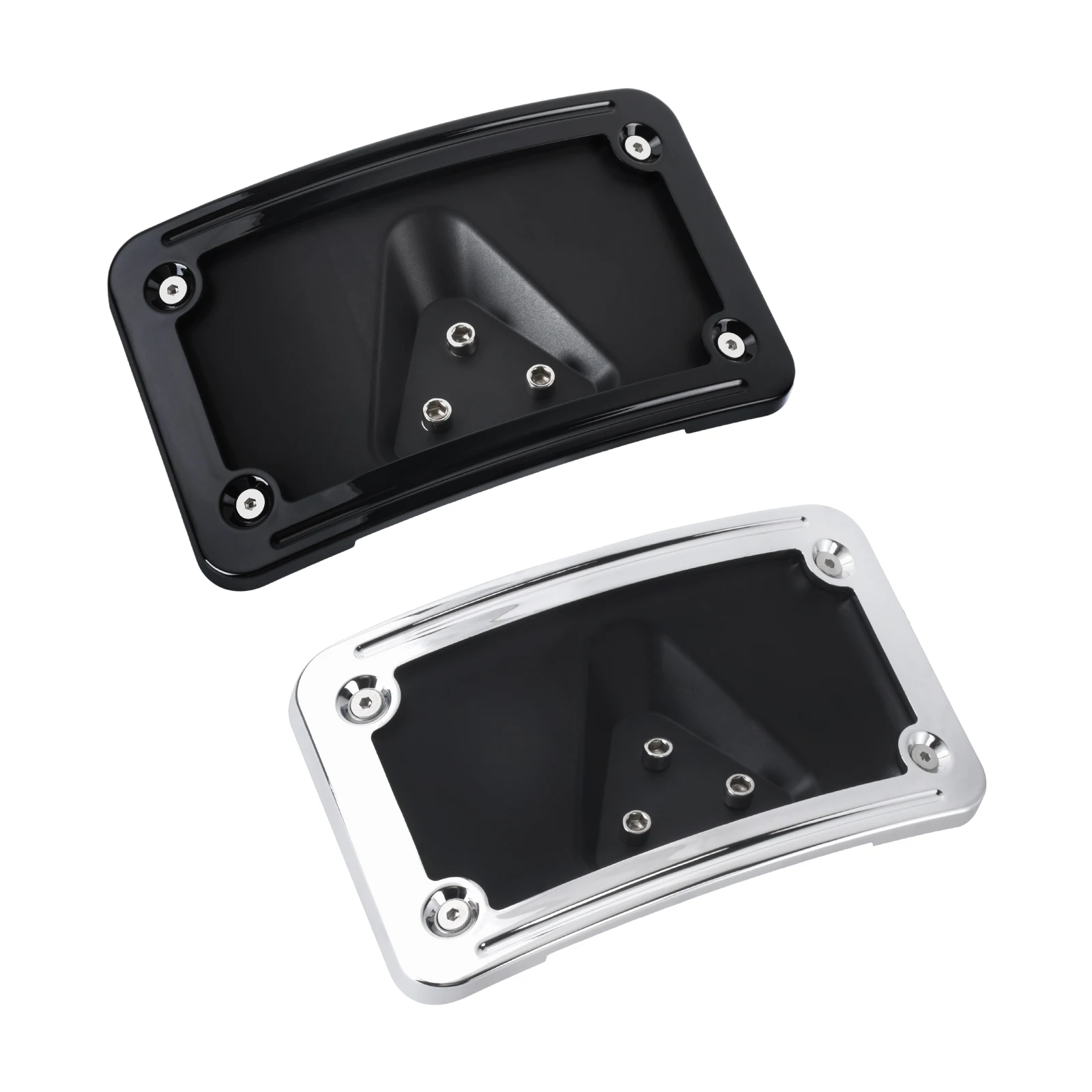 Motorcycle Curved Laydown License Plate Frame Bracket Mount Holder For Harley 3 Hole Mount Softail FL Dyna For Honda VTX1300R - view 3