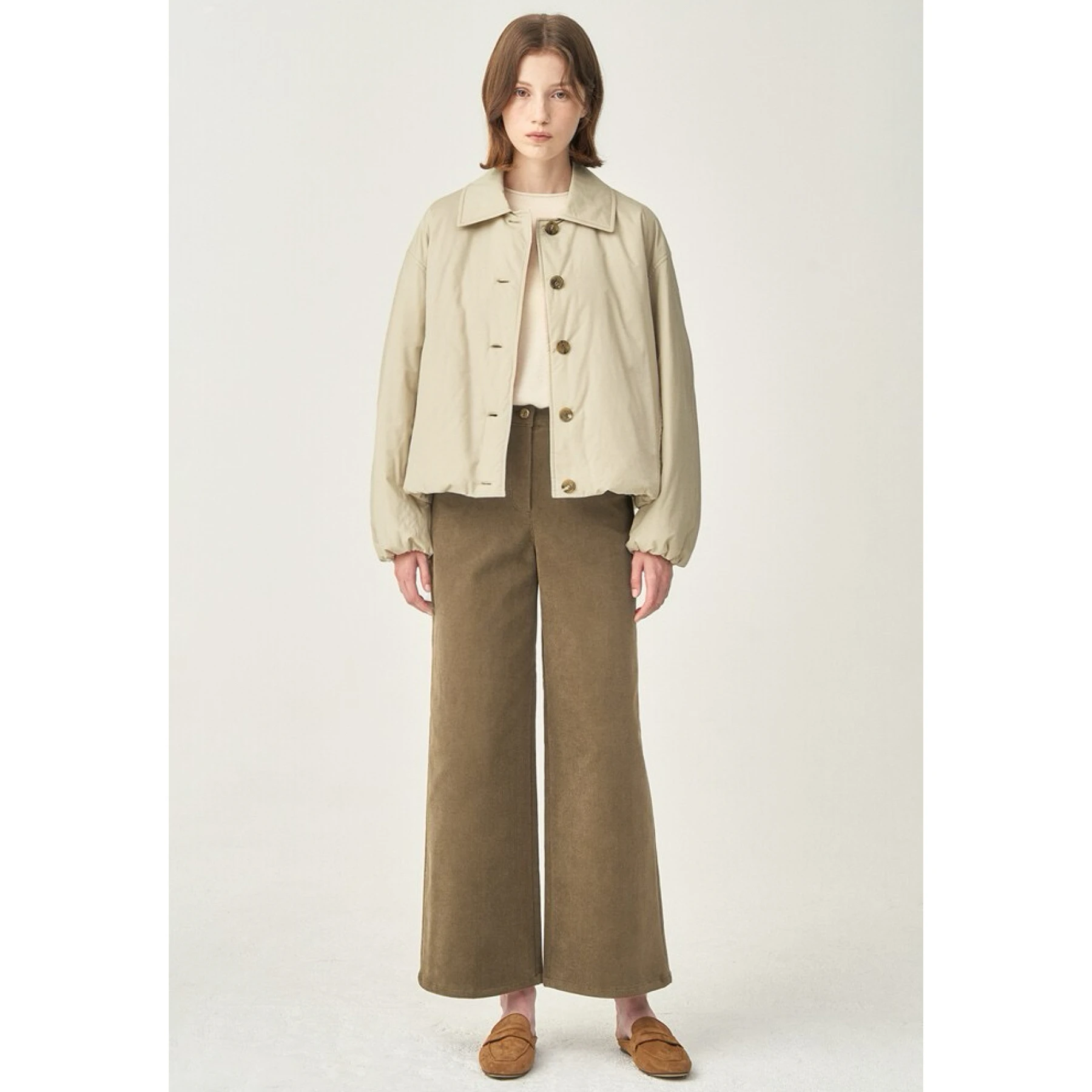 

Casual Cotton Jaet ort Pure Color Single Button Collar Lemon Cheese Autumn Simple Sle Women's Outerwear Coat