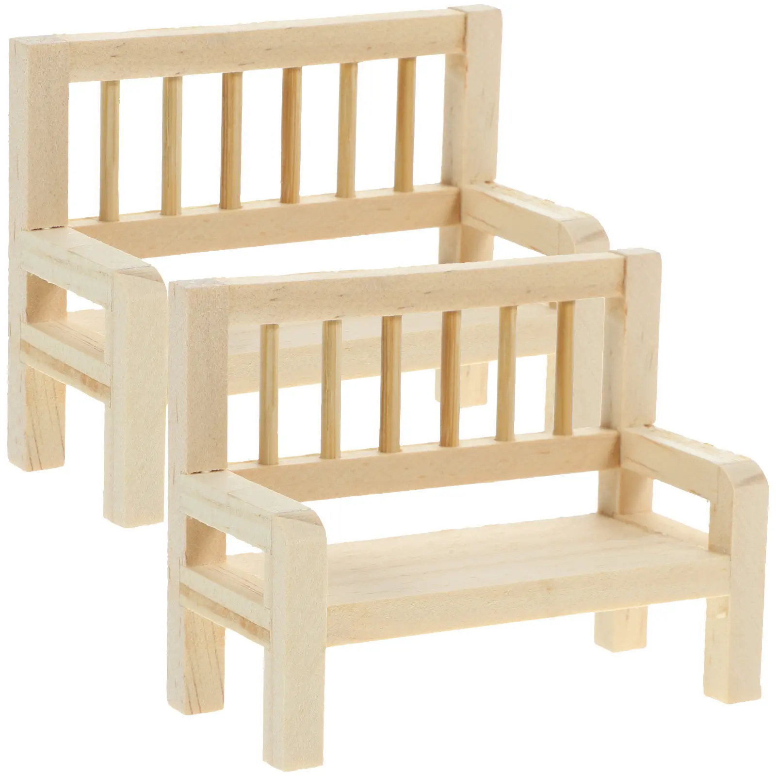 

2Pcs Mini Wooden Bench Mini House Furniture Realistic Design Natural Wood Grain Miniature Decor for Dollhouse Room Setup