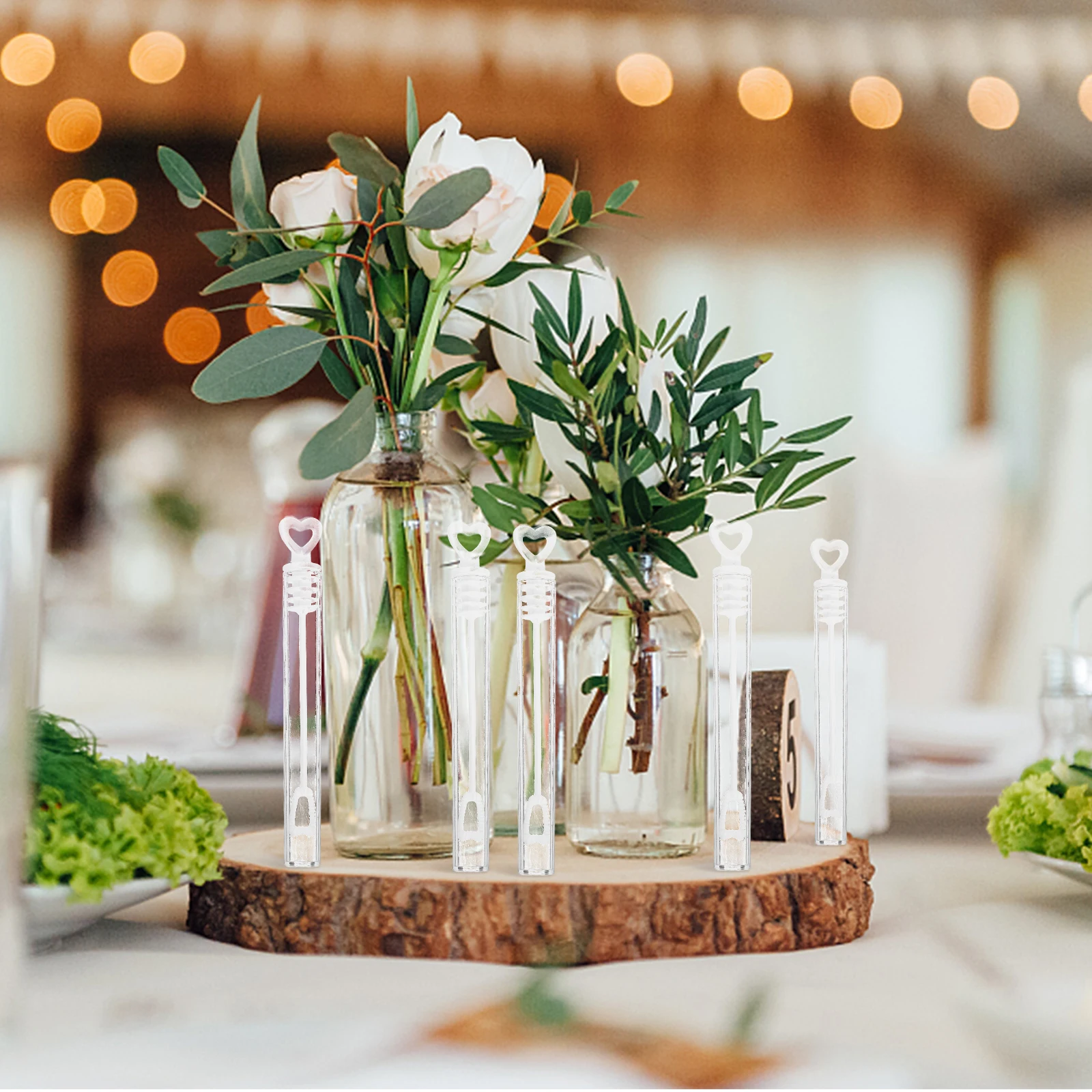 

48 Pcs Heart Wedding Tubes Clear Ergonomic Design Perfect Party Accessories Kids Outdoor Games
