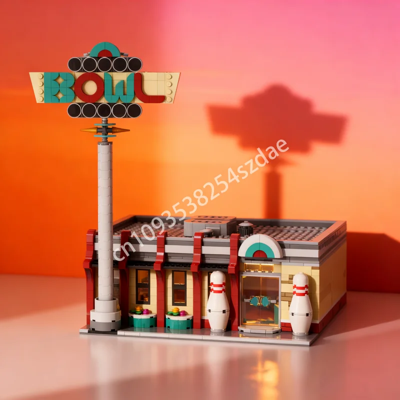 

1529 шт. MOC Ретро боулинг, модульная модель, строительные блоки, архитектура, сделай сам, креативные рождественские подарки, идея, образовательная игрушка, кирпич