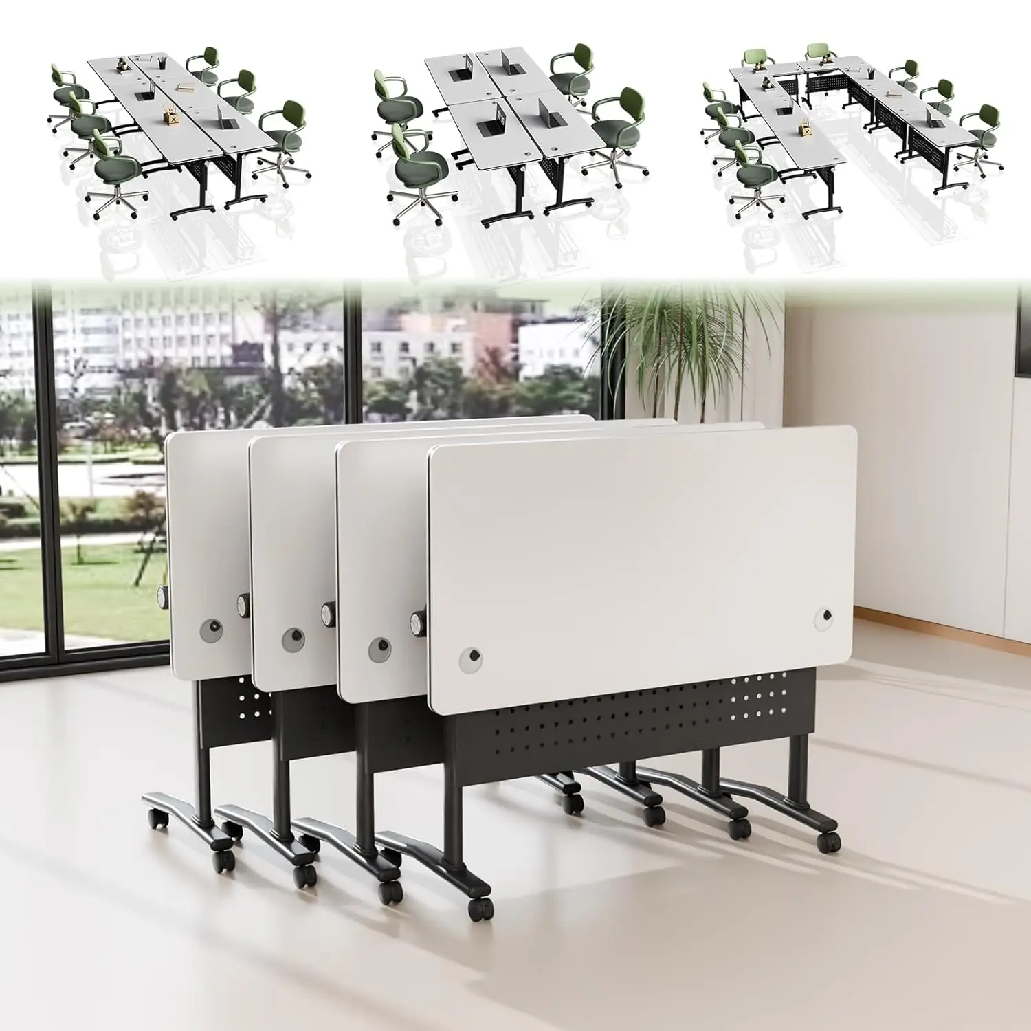 

Folding Conference Room Tables with Wheel,Modern Foldable Conference Tables with Flip Top, Mobile Seminars Meetings, Customized