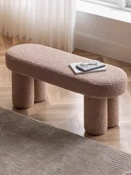 Luxury Sofa Stool,Customized Lamb Fleece Furniture,Home Living Room Entrance Shoes Stools,Cloakroom,Bedroom Bed Tail,Long Bench