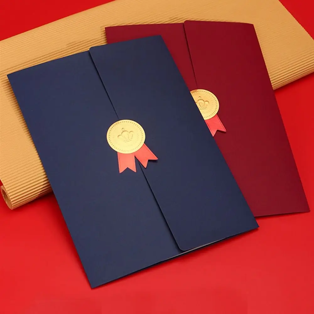 حامل شهادة جائزة التخرج A4 ثلاثي الطي لعملية التذهيب غطاء دبلوم مغلف ورقي رائع غلاف Honor Shell #3