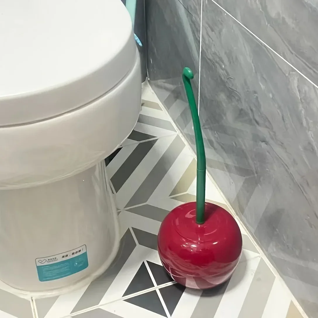Creative Cherry Shape Toilet Brush with Holder Toilet Cleaning Brush Set Decorative Bathroom Accessory for Home Hotel image 6