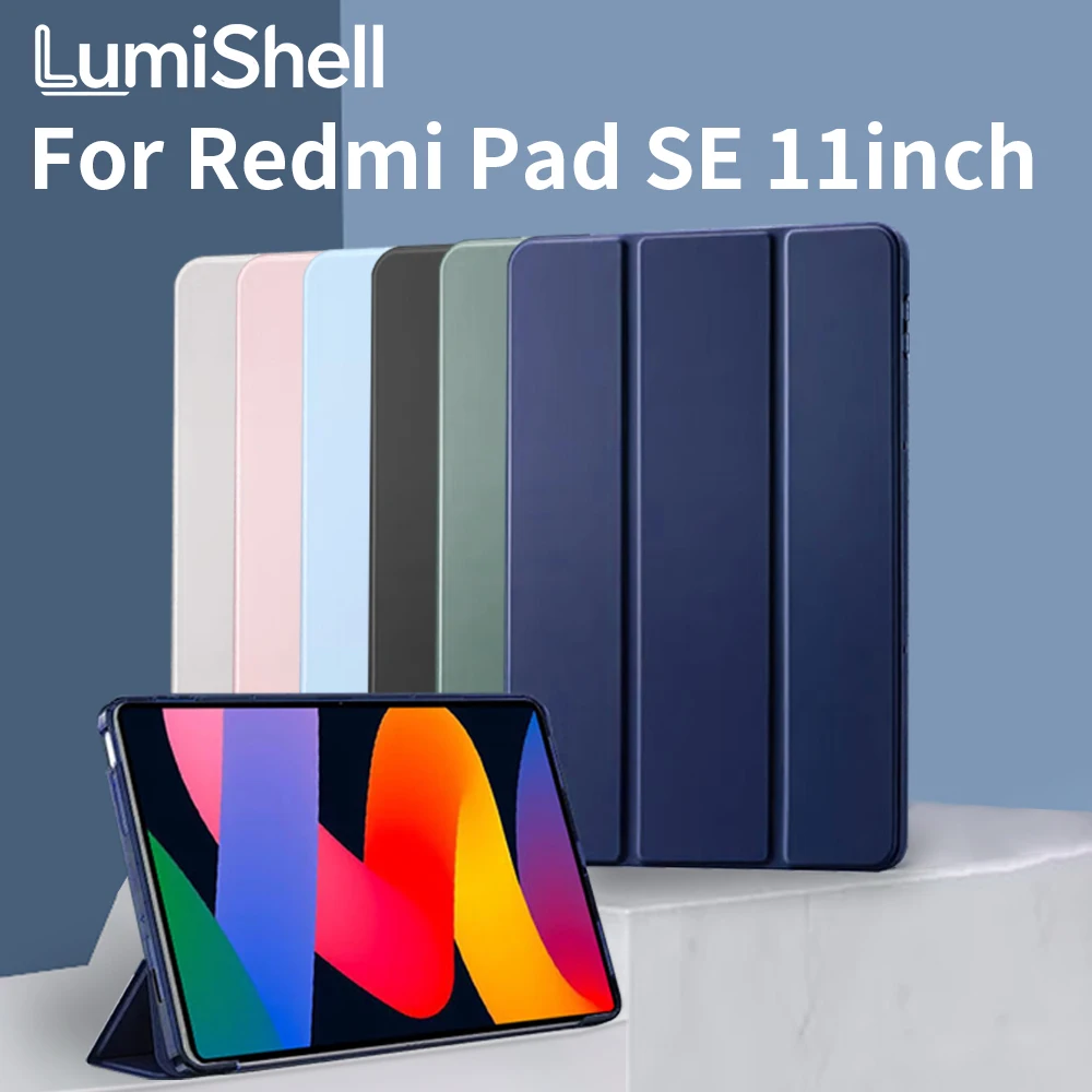 Case For Xiaomi Redmi Pad SE 11" 2023 PU Leather Soft Silicon Back Cover Folding Stand Magnetic Auto Sleep / Wake