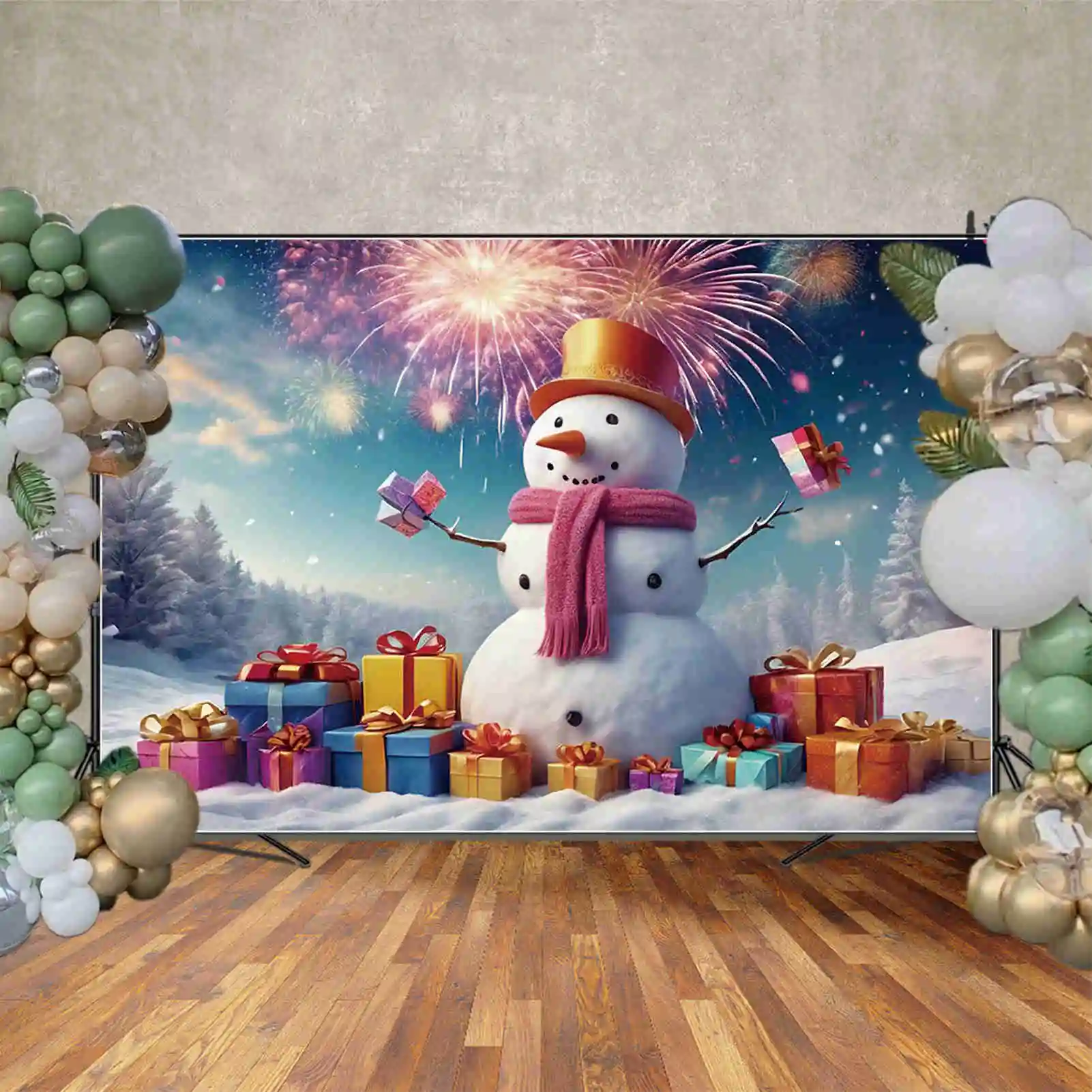 MOON.QG 크리스마스 눈사람 배경 사진 크리스마스 트리 겨울 Photozone 배경 베이비 스튜디오 Photozone 액세서리