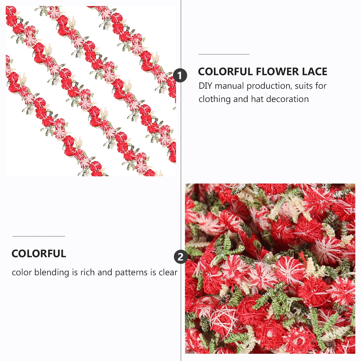 

4 .5m Colorful Small Lace Tiny Trim Floral Applique Ribbon Polyester Fringe Wedding Decor Hat for Sewing Miss Dark Red