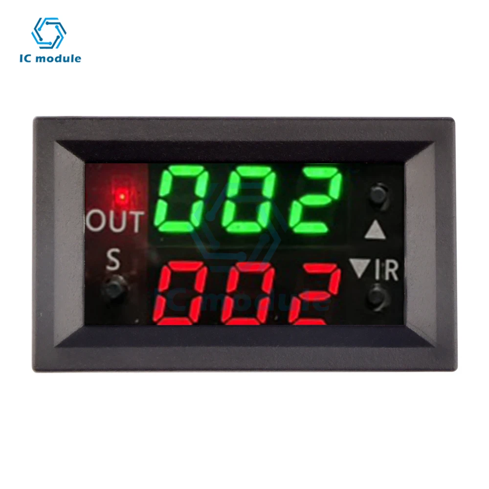 T2401-O DC12V Dual Display Time Relay Module Time Delay Relay LED Digital Timer Relay Timing Delay Cycle Time Control Switch