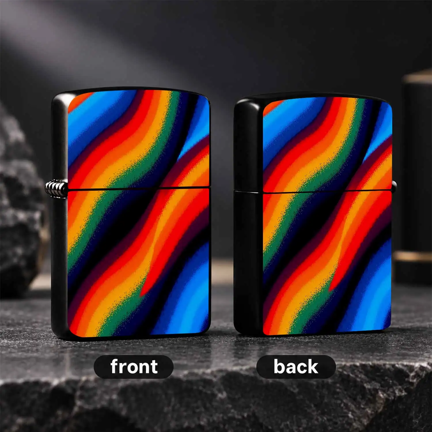 Stylish Gradient Rainbow Striped Lighter With Artistic Fluid Color Printing, Portable Practical Ignition Tool Suitable For Daily Gathering, Travel, Outdoor Activities And Various Scenarios, Exquisite Unique Decorative N A Humorous And Inter