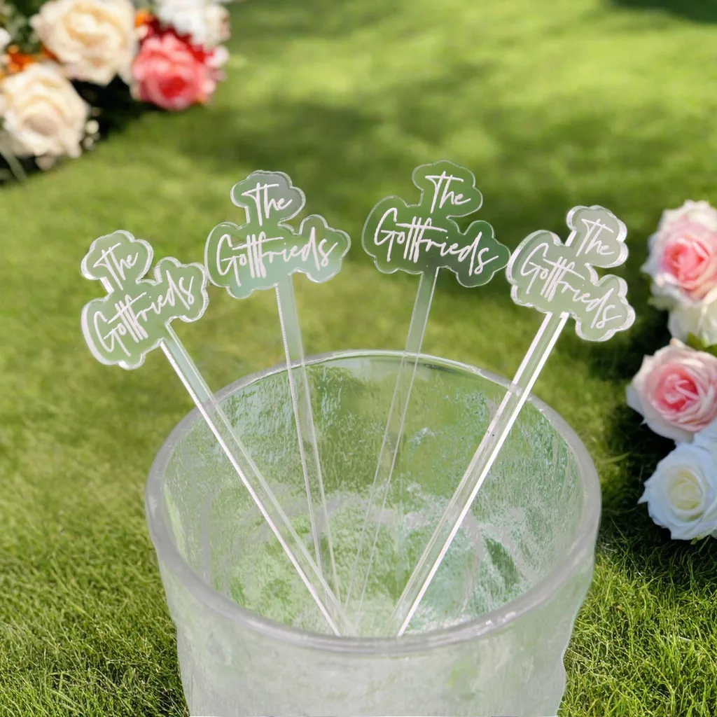 12/60/120pcs Decoration Party Table Decoration Graduation Drink Stirrer Personalised Carved Party Cocktail Stirs Baptism Swizzle