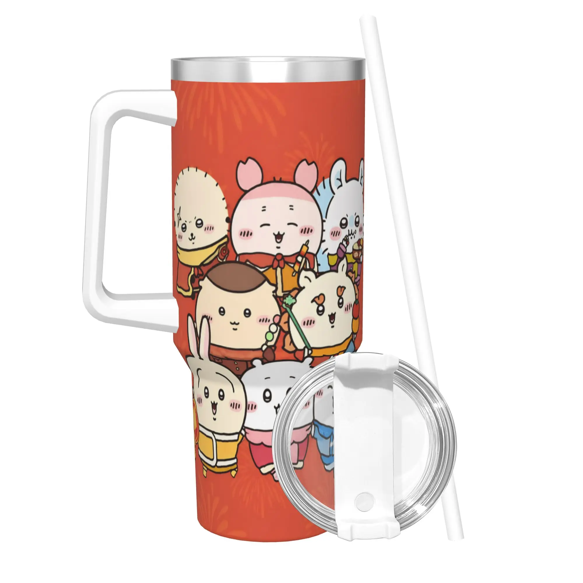 Stainless Steel Tumbler Chiikawas Kawaii Anime New Year Coffee Mug  Heat Preservation Cold Drink Mugs Cup Travel Water Bottle