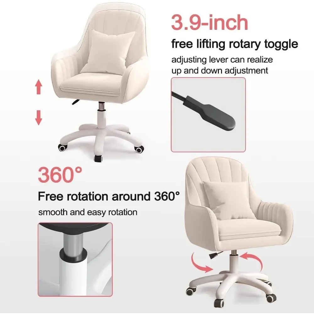 Home Office Chair Computer Chair with Mid-Back Upholstered Modern Tufted Computer Task Chair Swivel Height Adjustable