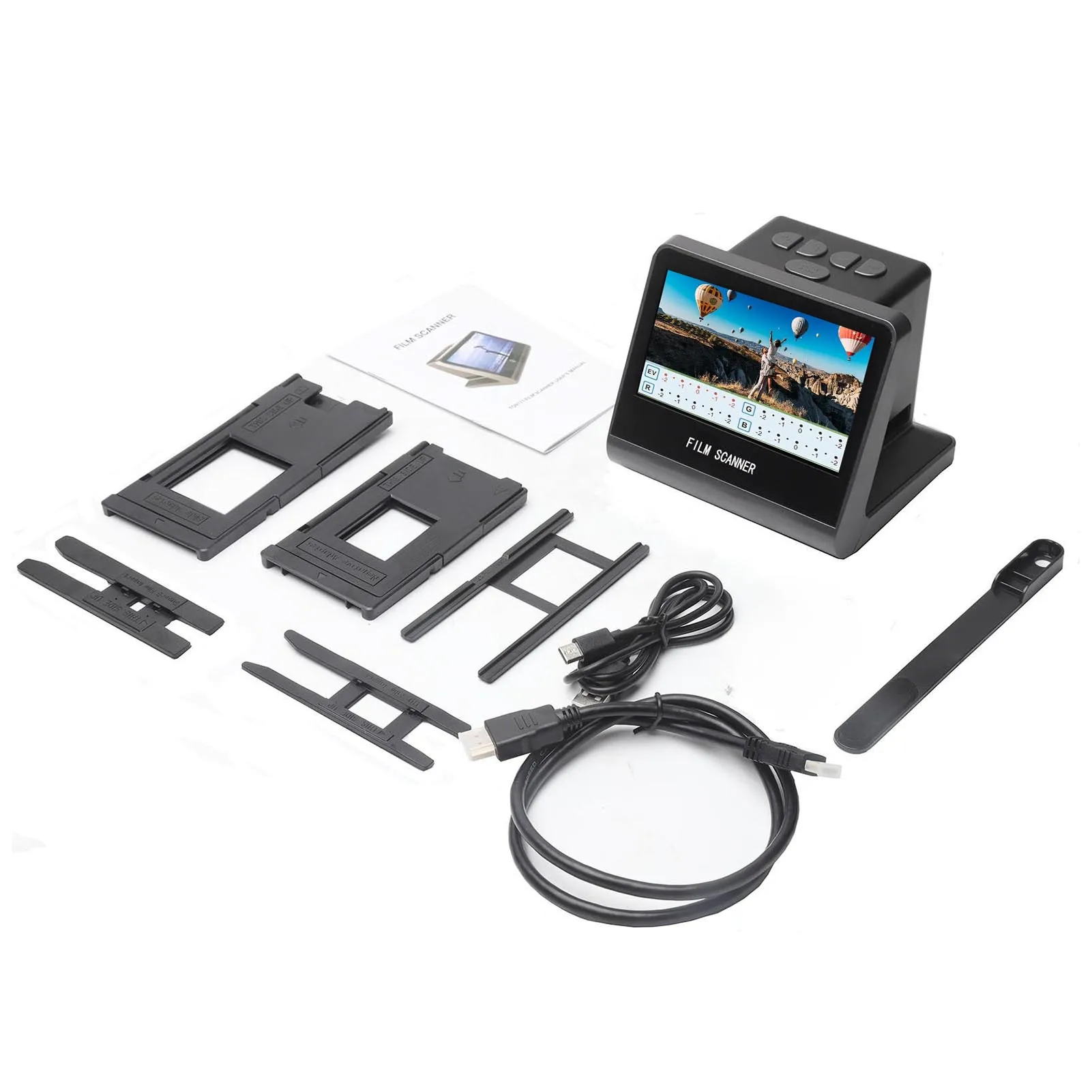 ماسح ضوئي للأفلام 22 ميجابكسل وماسح ضوئي منزلق 5 بوصة شاشة LED ملونة عالية الدقة تحويل شرائح أحادية اللون سلبية سوداء إلى صور JPEG