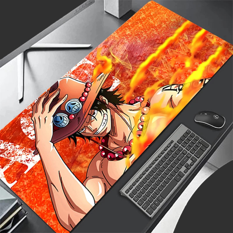 Large E-sports Mouse Pad one Piece Portgas·D· Ace Smooth Flexible Rubber Gamer PC Computer Keyboard For LOL Kawaii XXL Mosuepad