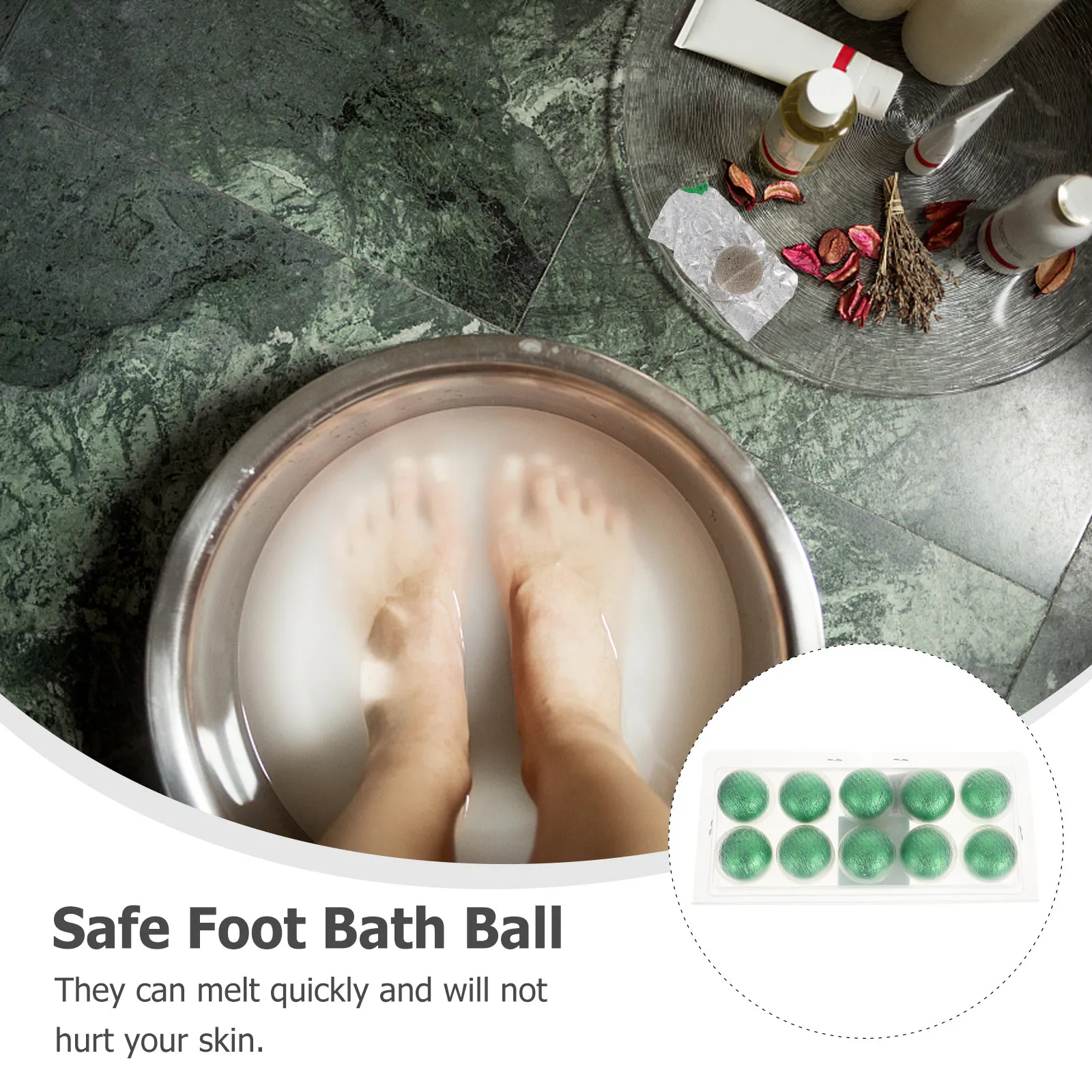 10 bolas para baño de pies, fórmula natural segura, pastillas de rápida disolución para el cuidado de los pies, para sudar, relajarse en casa, spa, regalo para personas mayores, color verde