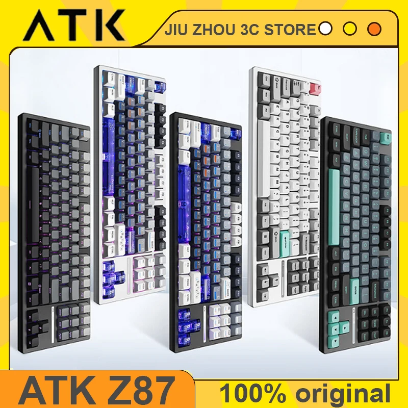 

ATK Z87 PRO Mechanical Keyboard Semi Aluminum Alloy Bluetooth Wireless Three Mode Gasket Hot Swap 87Key Customized Game Keyboard