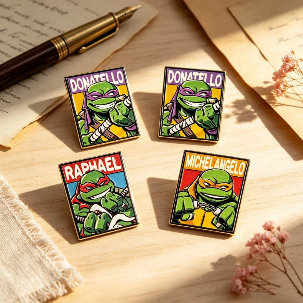 4pcs Martial Arts Amphibian Fighter Enamel Brooch Metal Lapel Pin Halloween Backpack Decor Gift
