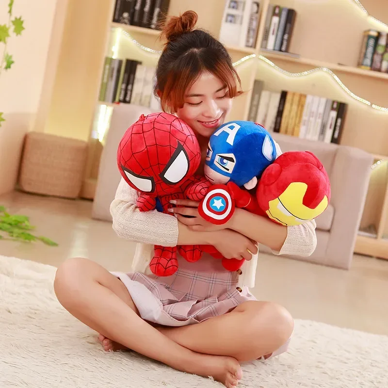 ขนาดใหญ่ภาพยนตร์การ์ตูนอะนิเมะกัปตันอเมริกา Spider Man Iron Man Plushies ตุ๊กตาน่ารักน่ารัก Super Hero Plushies ของขวัญเด็ก