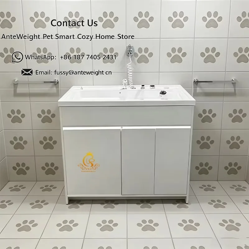 Professional Pet Washing Station W-010 Acrylic Lighted Bathtub with Water Function for Pet Shop Indoor Outdoor Use