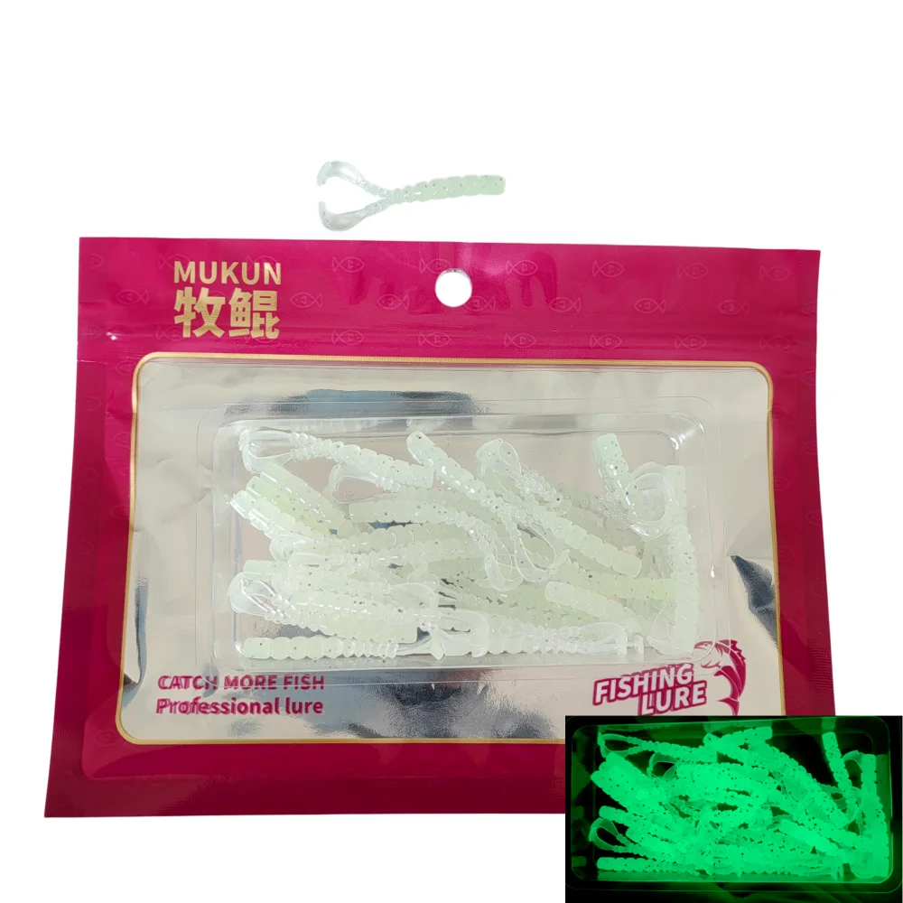 MUKUN 30PCS Root Fishing, Soft Bait,Sand Silkworm, Down Fishing, Lead Hook, Freshwater Micro Object, Bass, Black Pit