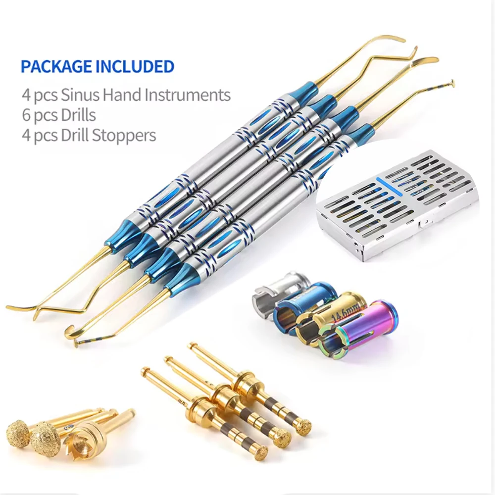 Kit cirúrgico de elevação sinusal de implante dentário com brocas e rolhas - ferramentas avançadas para elevação de levantamento sinusal