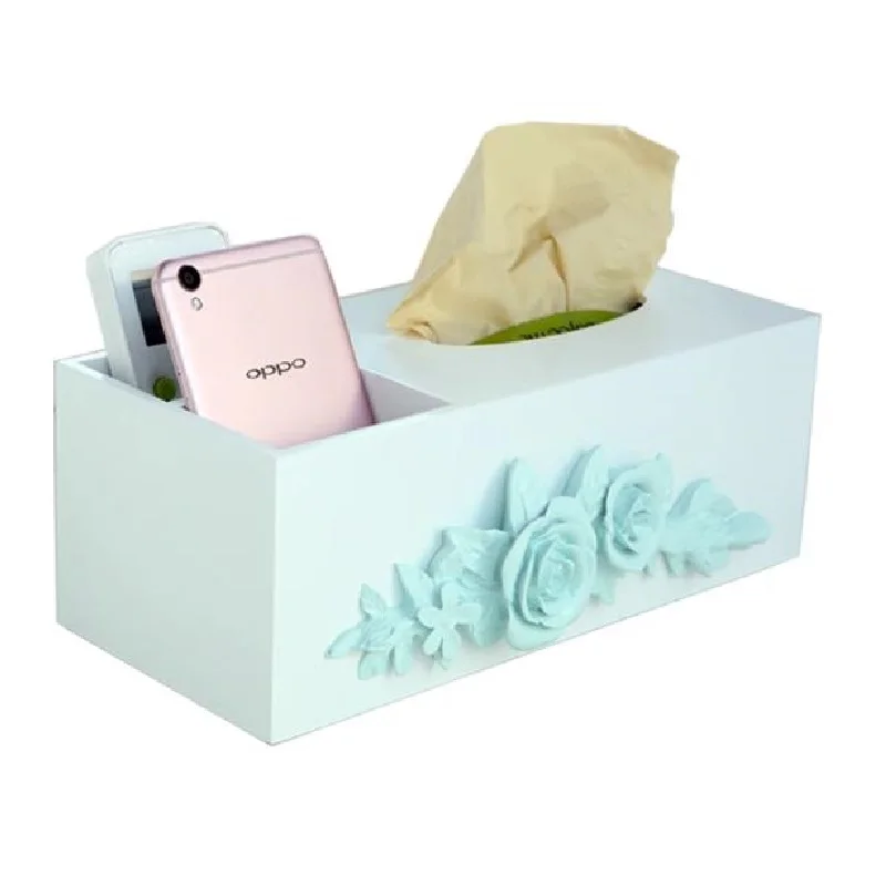 

Living Room Multifunctional Wooden Tissue Storage Box,Household Tea Table, Remote Control Rack