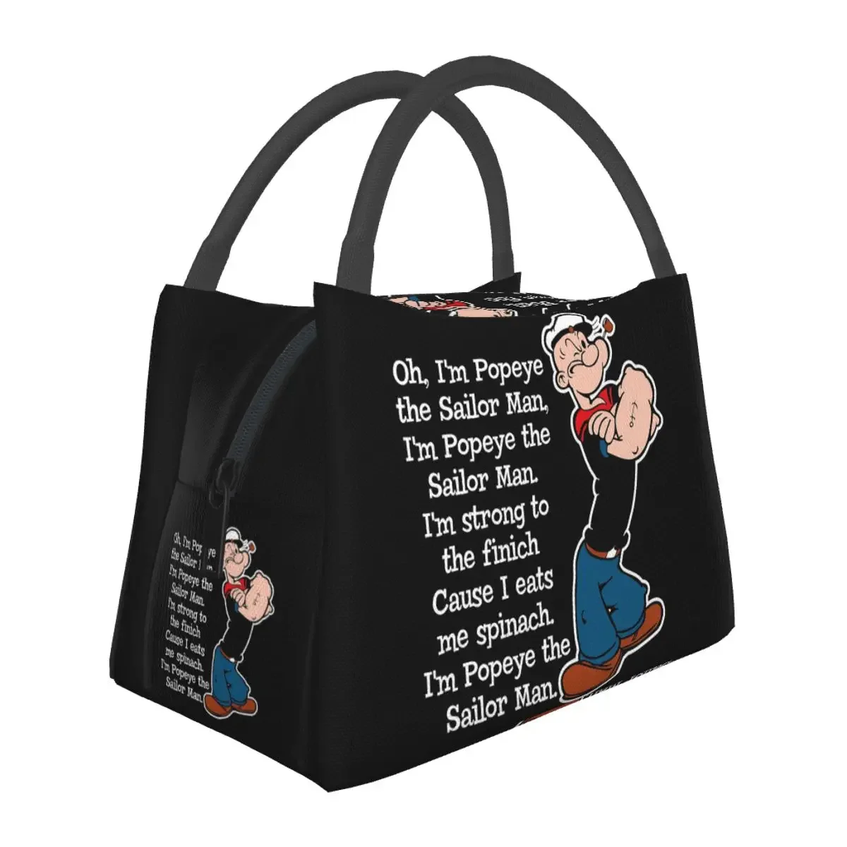 Popeye The Sailor Man Song Lunch Bags Insulated Bento Box Portable Lunch Tote Picnic Bags Cooler Thermal Bag for Woman Student