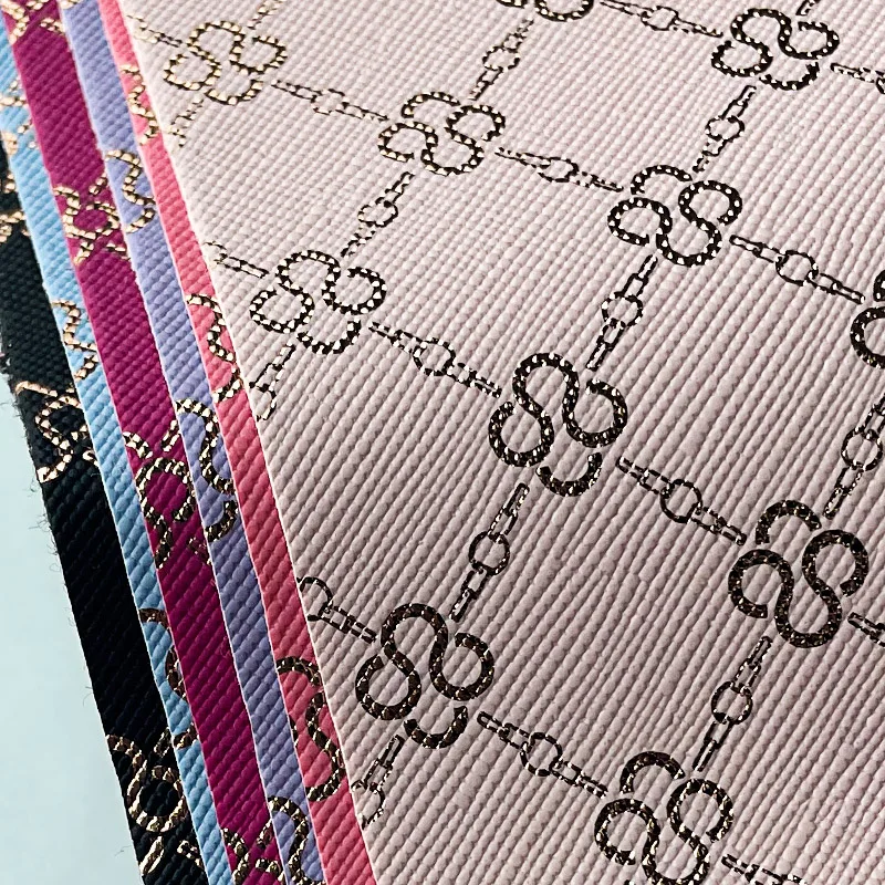 Colored Bronzing Flower Print PU Holographic Faux Leather Sheets for Earrings Shoes Handbags DIY Crafts Vinyl Fabric 46*135cm