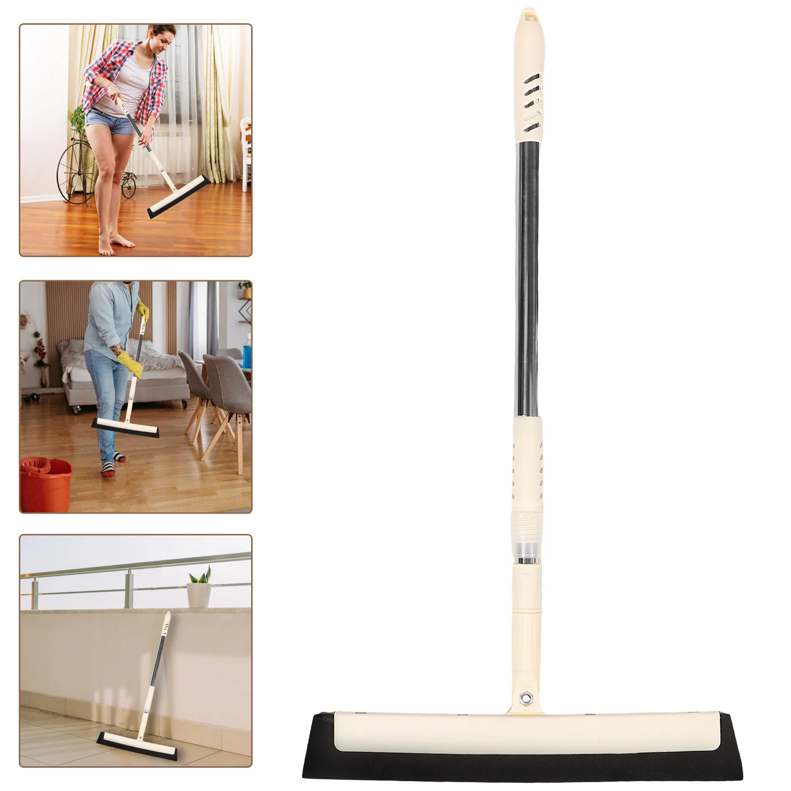 1Pc Floor Cleaning Scraper Glass Wiper Window Squeegee Versatile Cleaner for Home Office Hotel Bathroom Toliet (Beige)