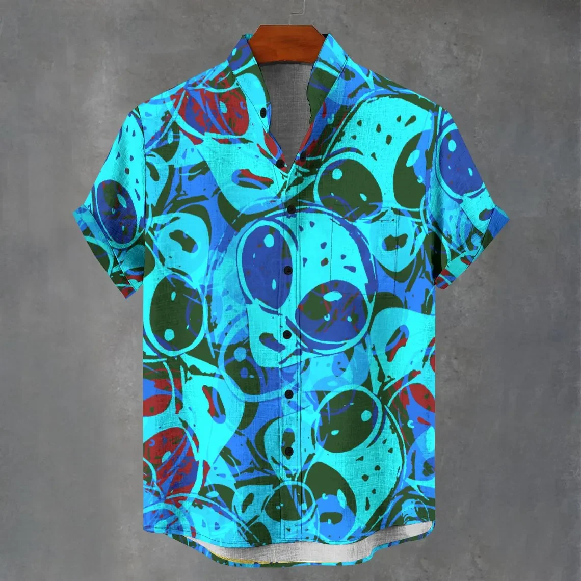 

Fantasy linen casual fashion button short sleeved shirt suitable for carnival or party men's summer 3D pattern printing