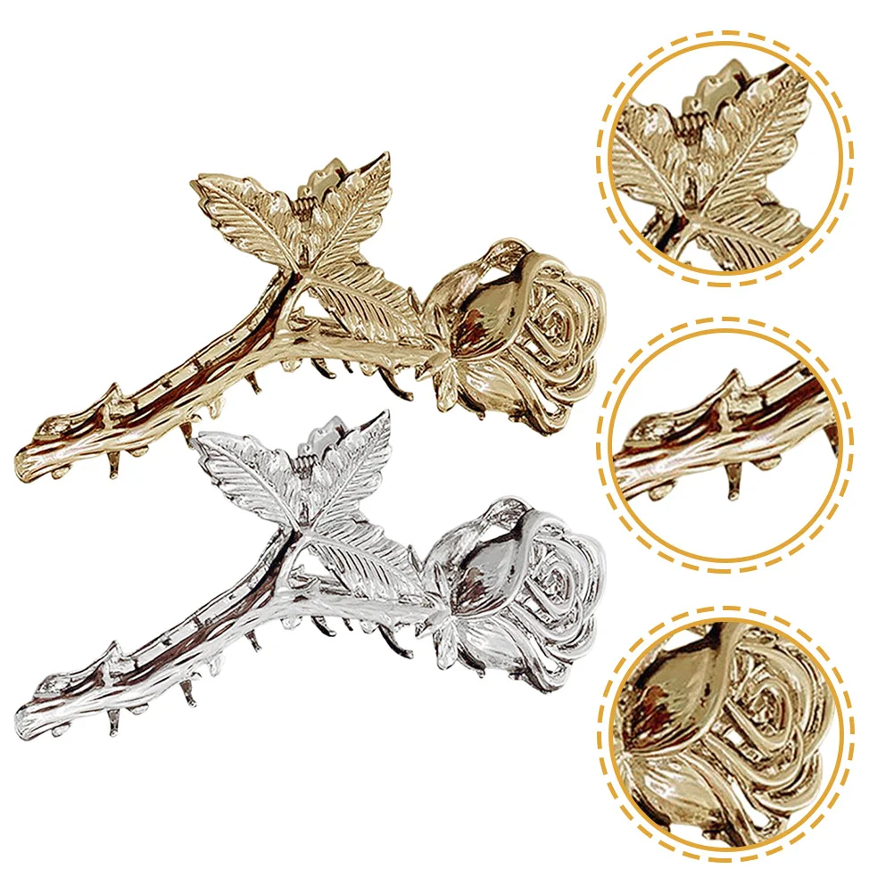 

2Pcs Rose Hair Clamps for Women Exquisite Design Durable Alloy Material Suitable for Any Celebration and Everyday Wear
